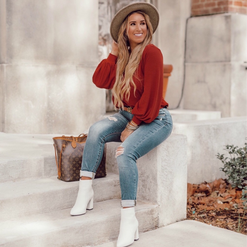 Amaryllis Rust Long sleeve Top SZ M